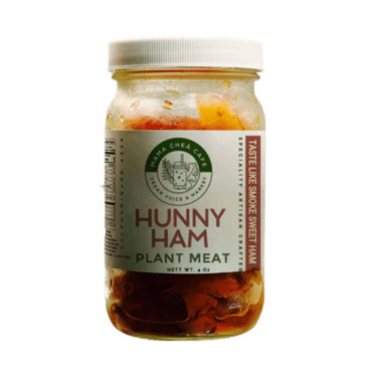 Plant Based Deli Smoked Hunny Ham, 4  Ounce -Vegan Ham (Cold Cut) Gluten Free glass jar