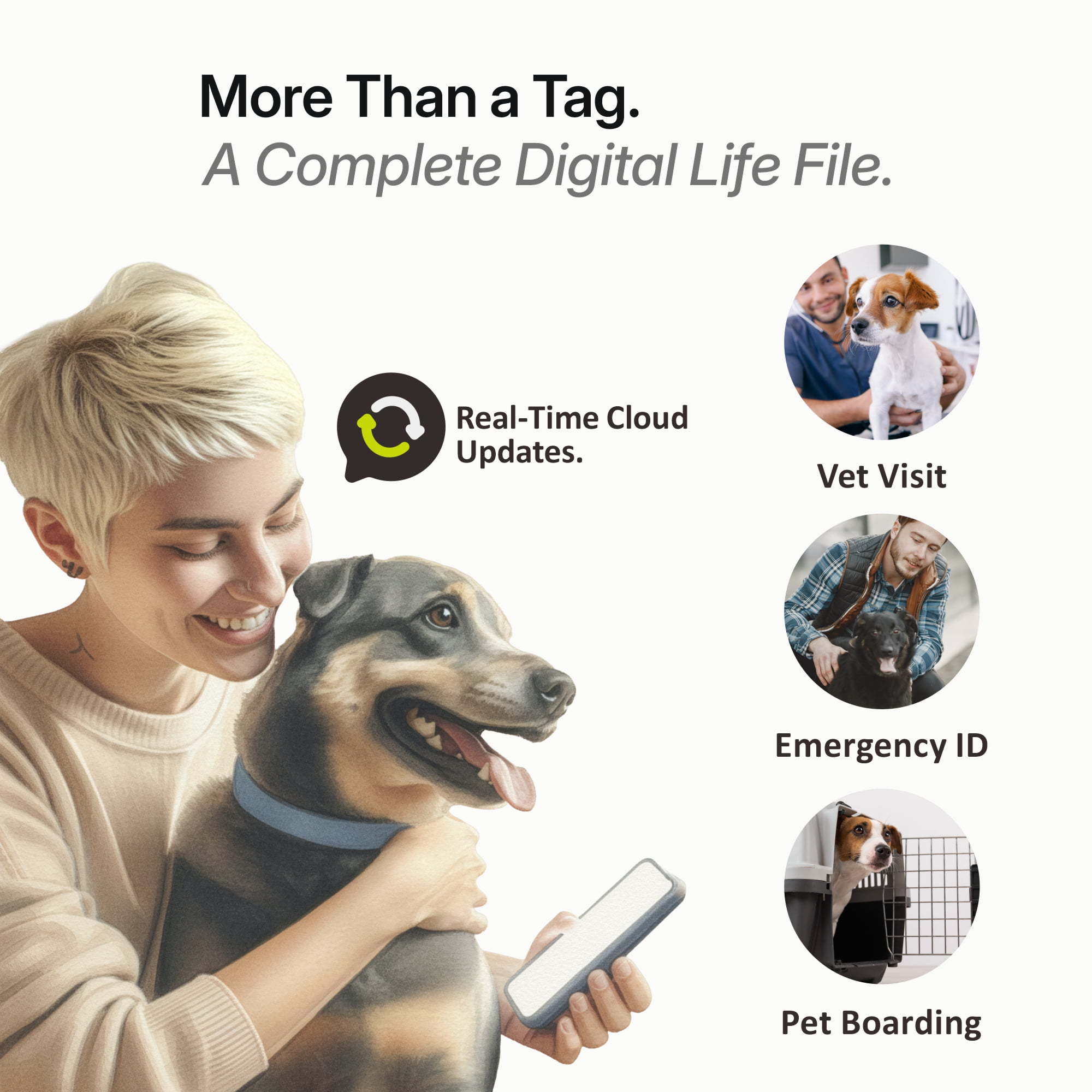 TapSafe Silicollar Smart Digital ID and Health Profile Silicone Dog Collar - Universal Digital Health Passport, Waterproof NFC