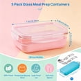 thumbnail image 2 of Sindcom 5 Pack 28oz Glass Food Storage Containers with Silicone Sleeves, Meal Prep Lunch Boxes Airtight BPA-Free Plastic Lids, Includes 304 Stainless Steel Spoon & Fork Set, 2 of 7