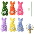 thumbnail image 2 of CY5O5ee Flocked Rabbit Easter Decorations Colorful Cute Rabbit Figurines Spring Table Centerpieces Standing Tabletop Ornament for Wedding Birthday Party Garden Indoor Outdoor Home Decor, 2 of 8
