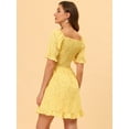 thumbnail image 4 of DARING DIVA Puff Sleeve Back Smocked Sweetheart Neck Ruffled Hem Dress L Yellow, 4 of 6