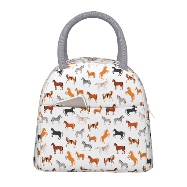 Balery Horses Bolsa de Almuerzo para Mujeres, Caja de Almuerzo, Bolsa de Almuerzo Pequeña Impermeable, Tote de Almuerzo Reutilizable con Gran Capacidad