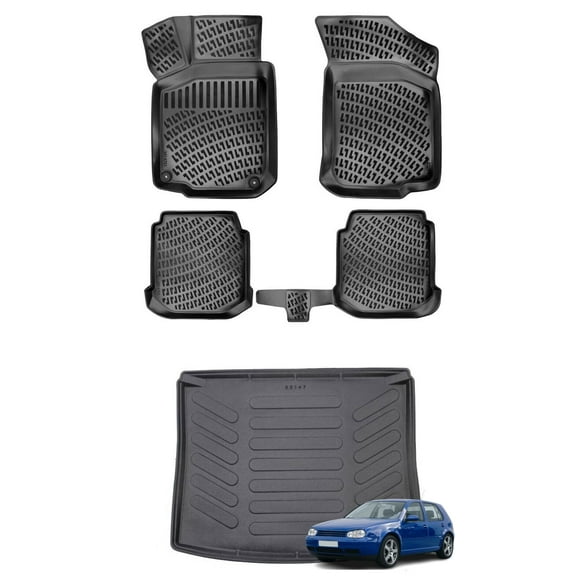 Car Floor Mats   Cargo Liner (Full SET) Compatible for Volkswagen Golf 4 1997-2005 Waterproof | All Weather