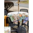 thumbnail image 4 of Spring Easter Outdoor Tablecloth - 60x60 Inch Square Dining Table Cover, Bunny Eggs Floral Leaves Farm Wooden Grain Waterproof Outdoor Table Cloth with Umbrella Hole & Zipper for Picnic/Patio/Party, 4 of 7