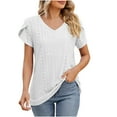 thumbnail image 1 of Hauts Col en V pour Femmes Mode Décontractée Couleur Unie Col en V Manches Courtes Hauts Blouses Amples Blouses Manches Courtes Femmes Hauts Manches Courtes Femmes Blouse Manches Courtes, 1 of 9