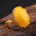 thumbnail image 6 of Unisex 24K Gold Plated Ring Adjustable White Copper Inlaid Gemstone Drop Shape Fashion Jewelry Gifts For Women, 6 of 10