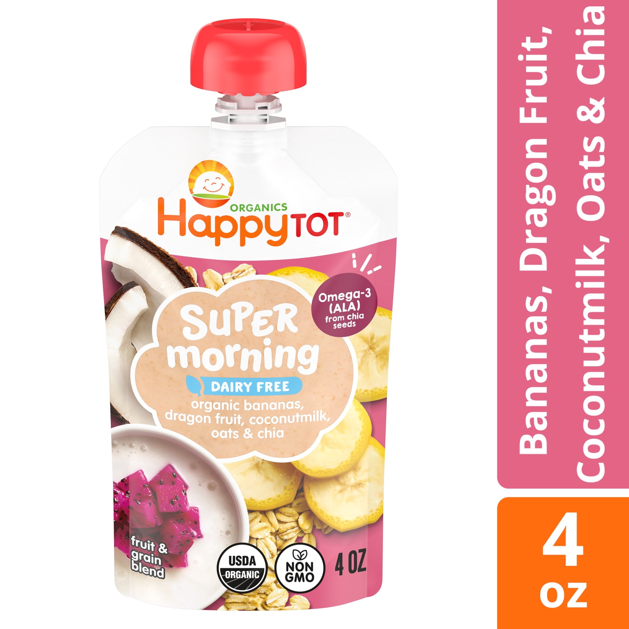 Happy Tot, Stage 4 Baby Food, Bananas & Dragonfruit, 4 oz. Pouch
