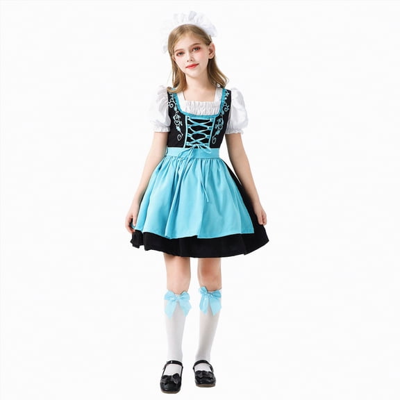 Sgkm Toddler Girl Dress Oktoberfest Costume Girls Dirndl Dress with Apron Children Dirndl Midi Dresses Baby Teen Clothes
