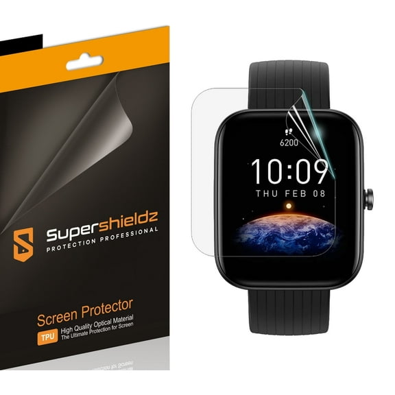 (3 Pack) Supershieldz Designed for Amazfit Bip 3 and Bip 3 Pro Screen Protector, High Definition Clear Shield (TPU)