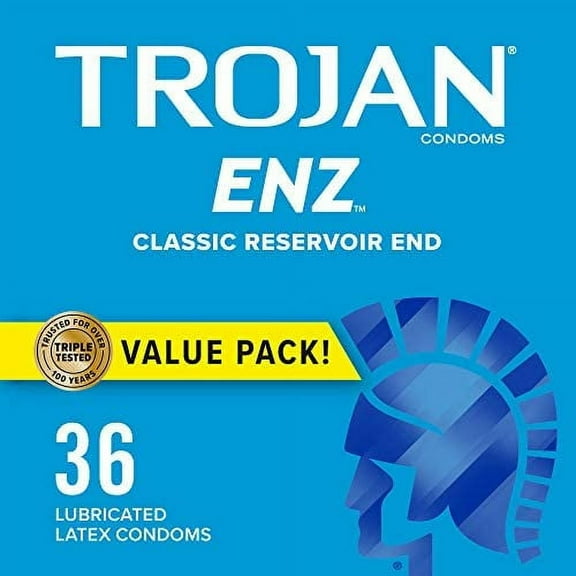 TROJAN ENZ Lubricated Condoms, Latex Condoms For Contraception and STI Protection, America’s Number One Condom, 36 Count Value Pack