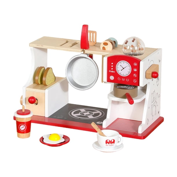 Juego de cafetera de madera, juguetes de madera para niños, juego educativo y creativo Montessori. rojo