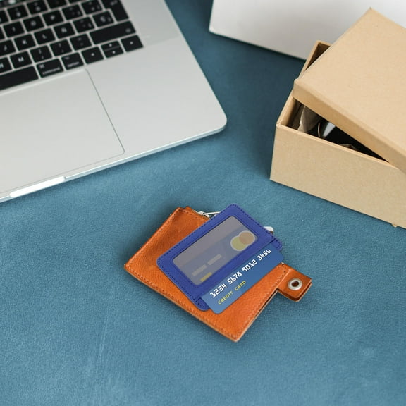 WASHWEPE Bank Cards Holder 1Pcs with Scratch Prevention Blue Pu Leather 11X8X0.5In