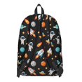 thumbnail image 3 of Astronaut and Rocket Black Pattern Backpack for School, Cute School Bag with Adjustable Shoulder Straps and Padded Back, 15.7"x11.8"x5.5", 3 of 5