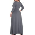 thumbnail image 4 of AOOCHASLIY Formal Dresses for Women Clothes Plus Size Women Sexy Slim V Neck Solid Gradient Long Sleeve Pullover Dress Party Dress, 4 of 9
