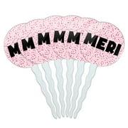 Meri Cupcake Picks Toppers - Set of 6 - Pink Speckles