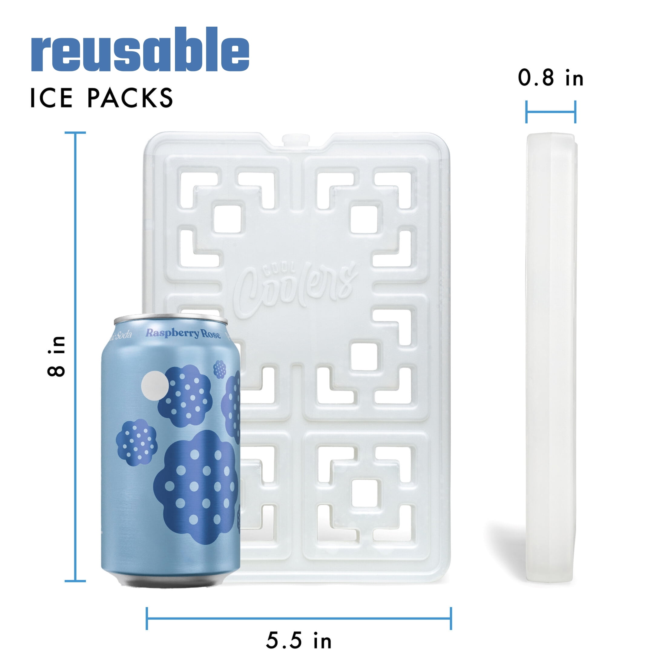 (2 pack) Cool Coolers by Fit + Fresh Slim XL Fashion Ice Packs, Reusable, 2-Pack, White