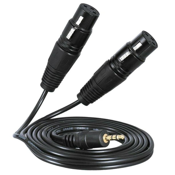 Cable de audio de interconexión balanceado TRS macho de 3,5 mm a XLR hembra doble, negro 5 metros