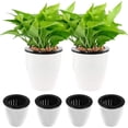 thumbnail image 2 of 6 Pack Self Watering Pots for Indoor Plants 4.7 Inch Self Watering Flower Pot with Cotton Rope Decorative Plastic Plante, 2 of 6