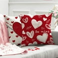 thumbnail image 3 of Valentine''s Day Pillow Covers 18x18 Inch Set of 2 White Hearts Decor Red Throw Pillow Covers Valentine''s Day Cushion Case Decoration for Sofa Couch 54A, 3 of 6