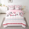 thumbnail image 2 of Erosebridal Love Heart Print Bedding Sets Twin Size,Geometric Lines Comforter Sets with Sheets,Polka Dots Bed in a Bag Twin size,Microfiber Teens Bedroom Decor,Reversible,7pcs, 2 of 6