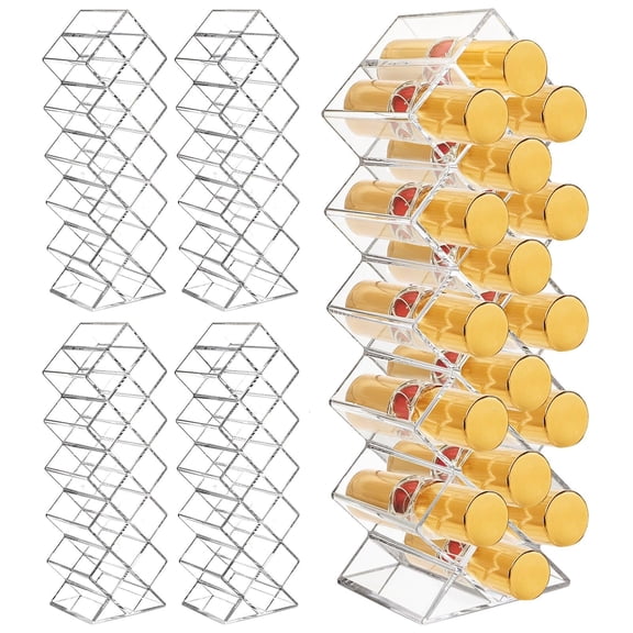 4 Pack Acrylic Lipstick Holder Organizer, 64 Slot Clear Lip Gloss Storage Organizer, Fish Shape Lipstick Display Stand Tower for Cosmetic Makeup and Dresser Display