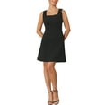 thumbnail image 2 of INSPIRE CHIC Women's 50s Mini Dress Sleeveless Square Neck A-Line Cocktail Party Short Dresses S Black, 2 of 5