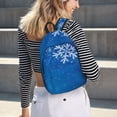 thumbnail image 5 of Vsdgher Blue Christmas With Snowflakes Print Canvas Backpack Travel Rucksack Unisex Knapsack 15.7/17.7Inch Laptop Backpack for Work,College-Small, 5 of 5
