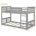 thumbnail image 4 of PORKISS Low Bunk Beds for Kids, New Upgraded Twin Over Twin Floor Bunk Bed with Ladder, Modern Bedroom Furniture Wood Bunk Bed for Boys Girls Teens, Easy Assembly, Gray, 4 of 12