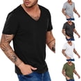 thumbnail image 3 of Short Sleeves Men T-Shirt V Neck Loose Fit Moisture Wicking Tees Quick Dry Fashion Athletic Active T Shirts Tees Tops, 3 of 4