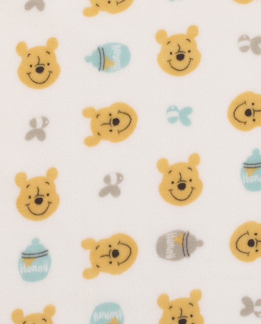 Disney Winnie The Pooh - Ivory, Yellow and Aqua Super Soft Baby Blanket, Allover Print, Infant, Unisex, Plush Polyester - image 4 of 6