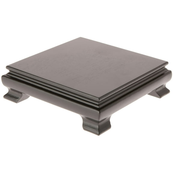 Plymor Black Square Wood Veneer Footed Display Base, 5.5" W x 5.5" D x 1.5" H (5" x 5" Display Area)