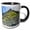 Black/White, variant on 3drose, Gardar Basalt Columns, Reynisfjara Black Sand Beach, Iceland., 11oz Two-tone Yellow Mug