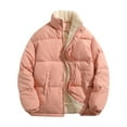thumbnail image 3 of IYTR Mens Puffer Jacket Long Sleeve Button Up Zipper Down Jacket Padded Insulated Puffer Coats Winter Coats Outerwear (Pink,M), 3 of 4