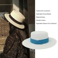 thumbnail image 3 of TureClos Summer Women Wide Brim Straw Panama Roll up Hat Belt Buckle Fedora Beach Sun Hat UPF50+, 3 of 6