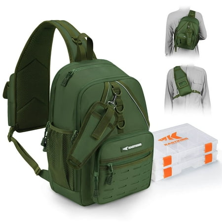 KastKing Karryall Fishing Sling Tackle Bag with 2 Tackle Trays Tactical Fishing Tackle Storage Bag Fishing Gear Storage