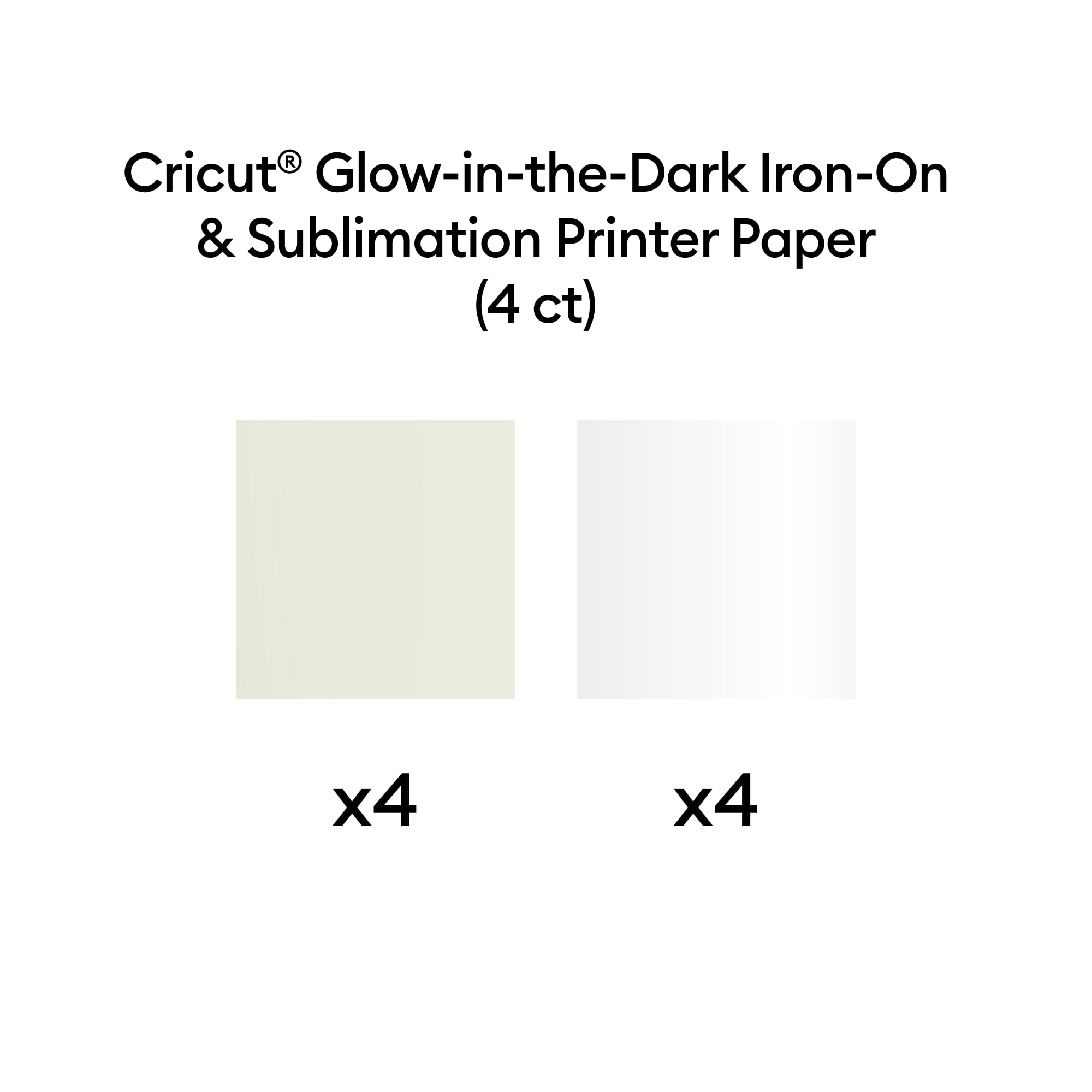 Cricut® Sublimation Glow-in-the-Dark Iron-On™ Vinyl Kit – 8.5 in x 11 in (4 ct)