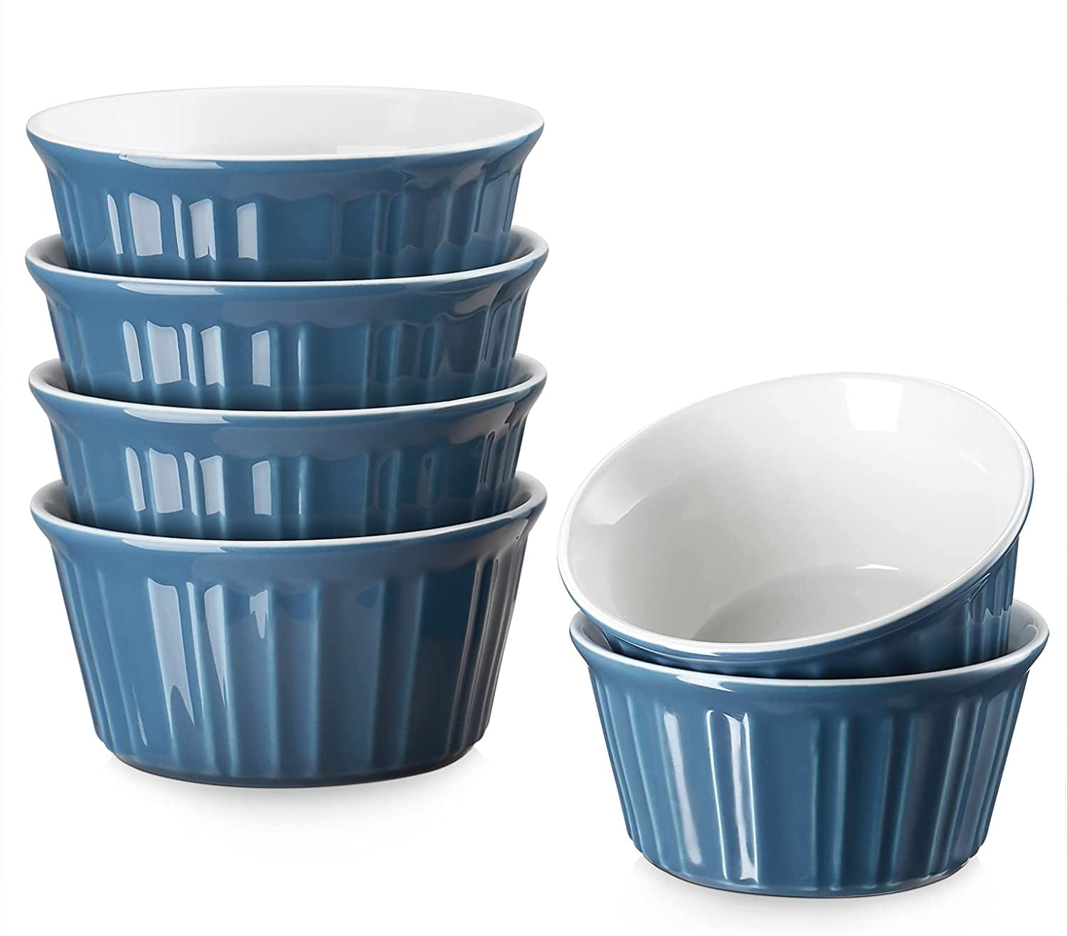 LIFVER Porcelain Ramekins, 6 Ounce Ramekins Souffle Cups for Baking