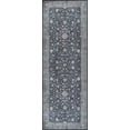 thumbnail image 6 of Luria Rugs Easy Care 2'6" x 12' Non-Slip 12 Ft Long Runner Rug for Hallway, Entryway, Kitchen, Bedroom - Vintage Floral, Moreno Collection - Dark Blue / Aqua, 6 of 7