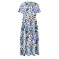 thumbnail image 5 of SEMPAI Spring Savings Summer Dresses Dresses for Women 2025 Casual Short Sleeve Crew Neck Print Long Summerdresses For Women 2025 Soft and Comfortable for Easter Women's Plus Dresses Up to 60% Off, 5 of 6