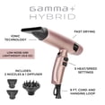 thumbnail image 3 of Secador de pelo profesional híbrido GAMMA+, ligero, con tecnología iónica y bajo nivel de ruido, con 2 boquillas y difusor (oro rosa), 3 of 4
