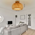 thumbnail image 6 of 60W Semi Flush Mount Lamp, E26 Lamp Holder, Vintage Bamboo Wicker Rattan Lantern Ceiling Light Fixture for Hallway, Farmhouse 110V, 6 of 13