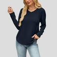 thumbnail image 2 of Hoodies for Women Trendy Fall Fashion V Neck Long Sleeve Sweatshirt Solid Color Fashion Tops Clothes with Pockets S-2XL, 2 of 6