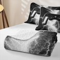 thumbnail image 4 of meiyoeat Neon Lightning Gaming Bed Spread Queen for Boys Girls, Electric Gamer Queen Coverlet Set, Black White, 3pcs 1 Quilt and 2 Pillowcases, 4 of 7