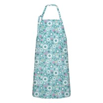 Pioneer Flower Floral Print Pattern Apron-Garden Aprons for Women with Pockets-Cotton Linen Waterproof Kitchen Cooking Gardening Aprons Adjustable for Kitchen,Cooking,BBQ and Salon 33x27 Inch
