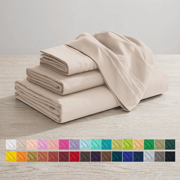 Elegant Comfort 1500 Series 4-Piece Bed Sheet Set, Deep Pocket, California King, Cream
