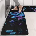thumbnail image 2 of Kitchen Rugs Sets Of 2,Black Blue Purple Butterfly Pattern Anti Fatigue Kitchen Mat Rugs Non Slip Washable,Decorative Kitchen Floor Mats for Kitchen,Sink,Laundry,17"x47"+17"x47", 2 of 5