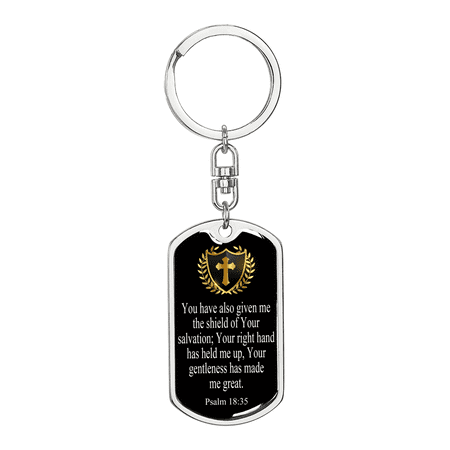 Shield Of Salvation Swivel Dog Tag Keychain Stainless Steel Silver Tone or Gold Tone