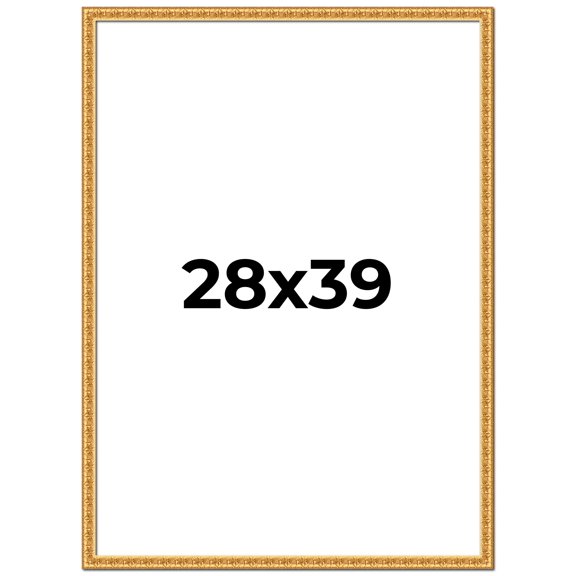 28x39 Frame Gold Real Wood Picture Frame Width 1 inches | Interior Frame Depth 0.5 inches | Edwina