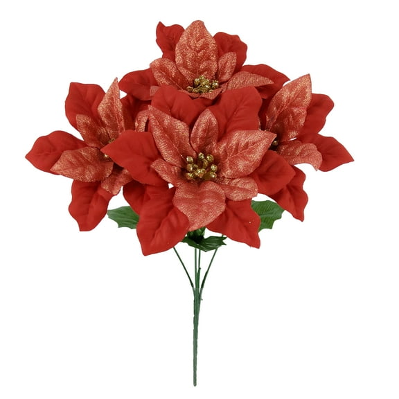 Mainstays 12.75''H Indoor Artificial Flower, Poinsettia Pick, Red Color.