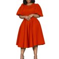 thumbnail image 1 of Mode d'Été Robe Élégante Col Rond Manches Bouffantes Robe Femmes, 1 of 4